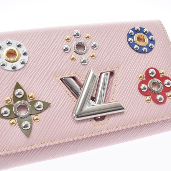 Louis Vuitton Epi Portefeuille Twist Chain Rose Ballerina Chain Wallet Shindo - Picture 8 of 11